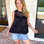 Sheer Details Tank - Black-200 Fashion Blouses-FATE-July & June Women's Fashion Boutique Located in San Antonio, Texas