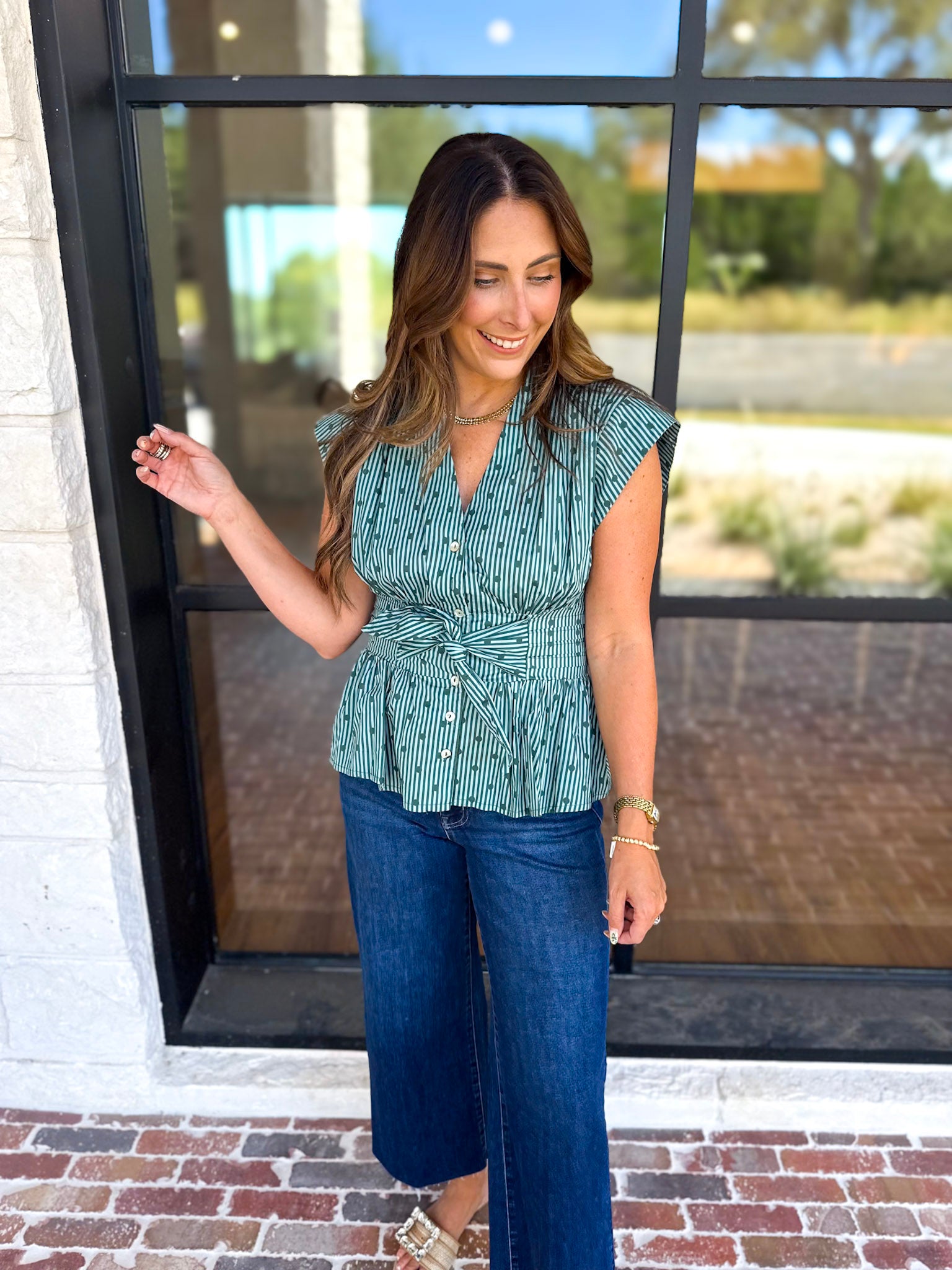 Girls Night Out Blouse - Teal-200 Fashion Blouses-ENTRO-July & June Women's Fashion Boutique Located in San Antonio, Texas