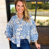 Salty Air Bubble Sleeve Blouse-200 Fashion Blouses-FATE-July & June Women's Fashion Boutique Located in San Antonio, Texas