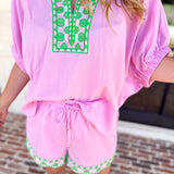 The Cabo Shorts Set - Pink/Green-510 Mini-ENTRO-July & June Women's Fashion Boutique Located in San Antonio, Texas