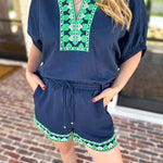The Cabo Shorts Set - Navy/Green-510 Mini-ENTRO-July & June Women's Fashion Boutique Located in San Antonio, Texas