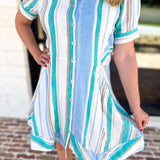 Liverpool - Seaside Stripe Mini Dress-510 Mini-LIVERPOOL JEANS COMPANY-July & June Women's Fashion Boutique Located in San Antonio, Texas