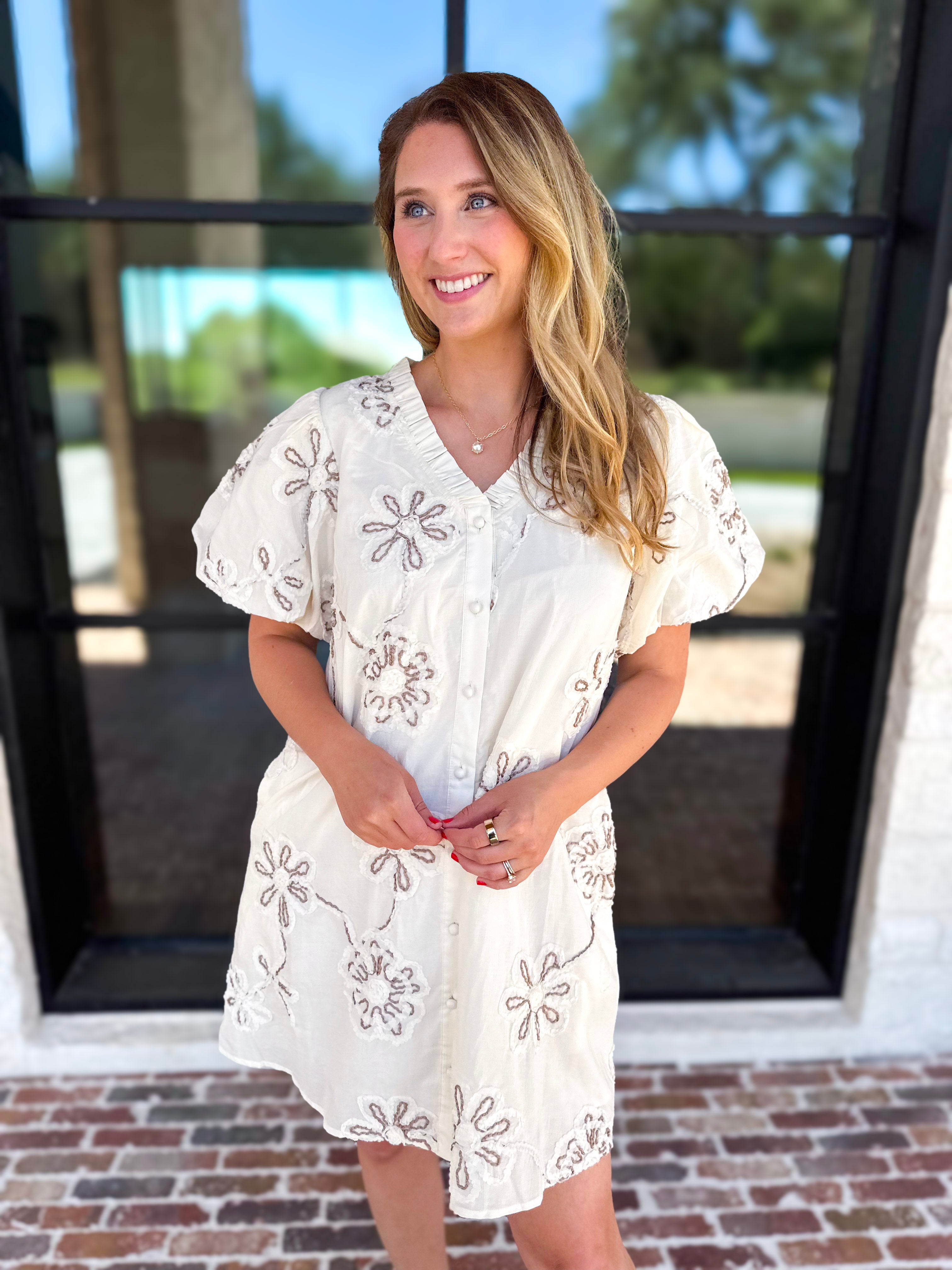 Ivory Sands Floral Mini Dress-510 Mini-JODIFL-July & June Women's Fashion Boutique Located in San Antonio, Texas