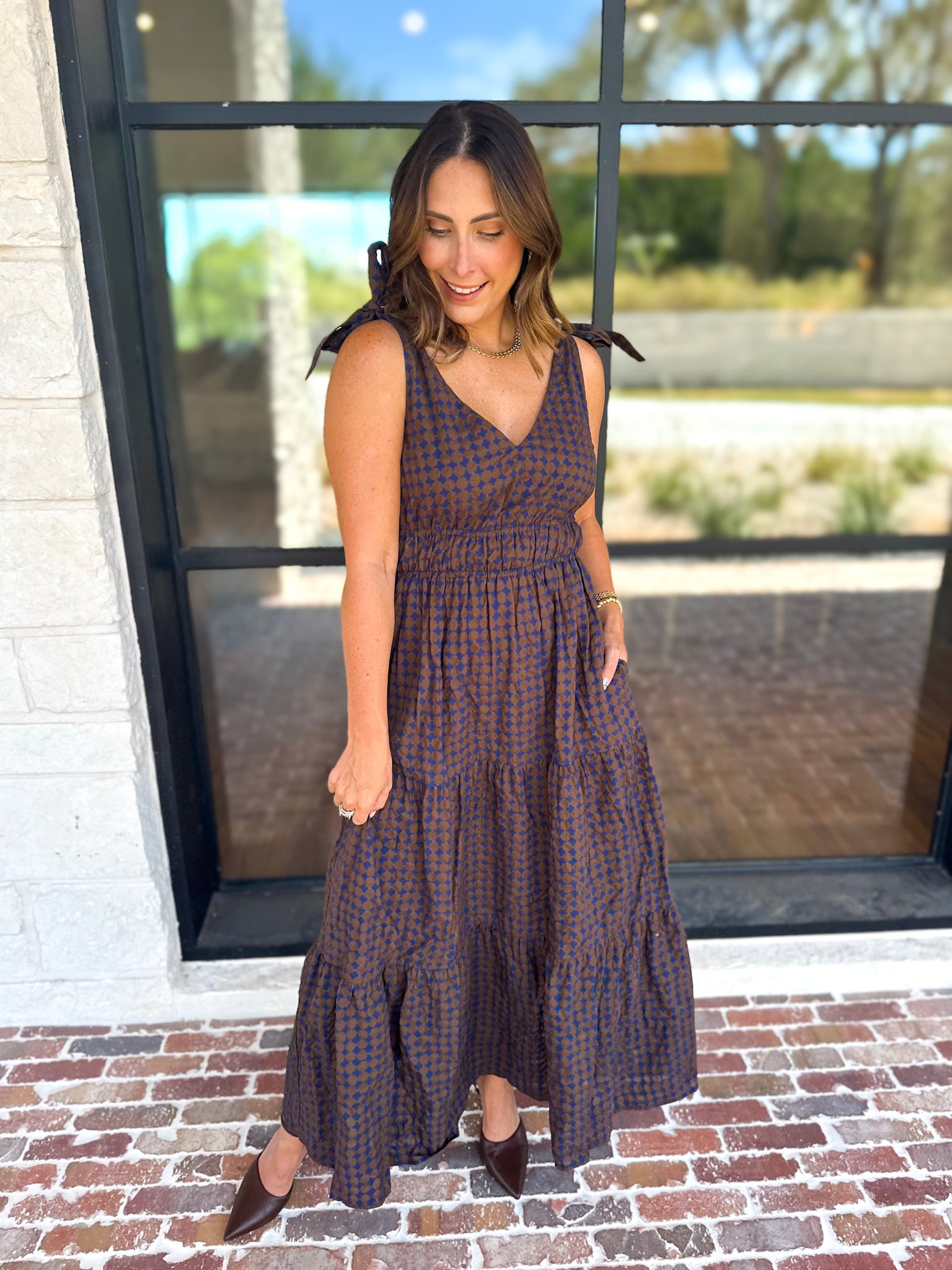 THML - Spotted Together Midi Dress-500 Midi-THML-July & June Women's Fashion Boutique Located in San Antonio, Texas