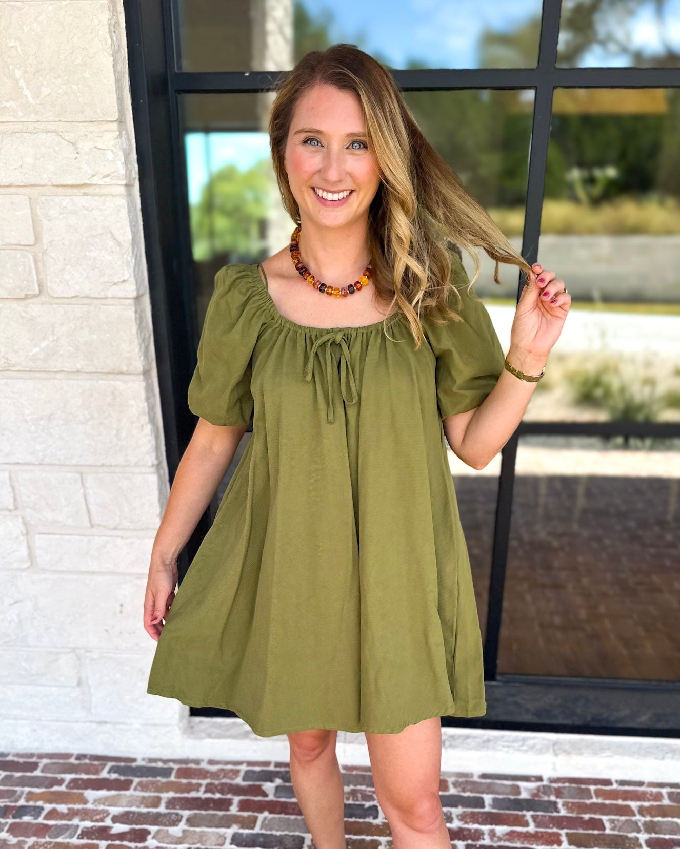 Matcha Babydoll Mini Dress-510 Mini-TCEC-July & June Women's Fashion Boutique Located in San Antonio, Texas