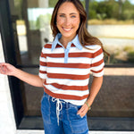 THML- Espresso & Sky Striped Knit Top-230 Sweaters/Cardis-THML-July & June Women's Fashion Boutique Located in San Antonio, Texas