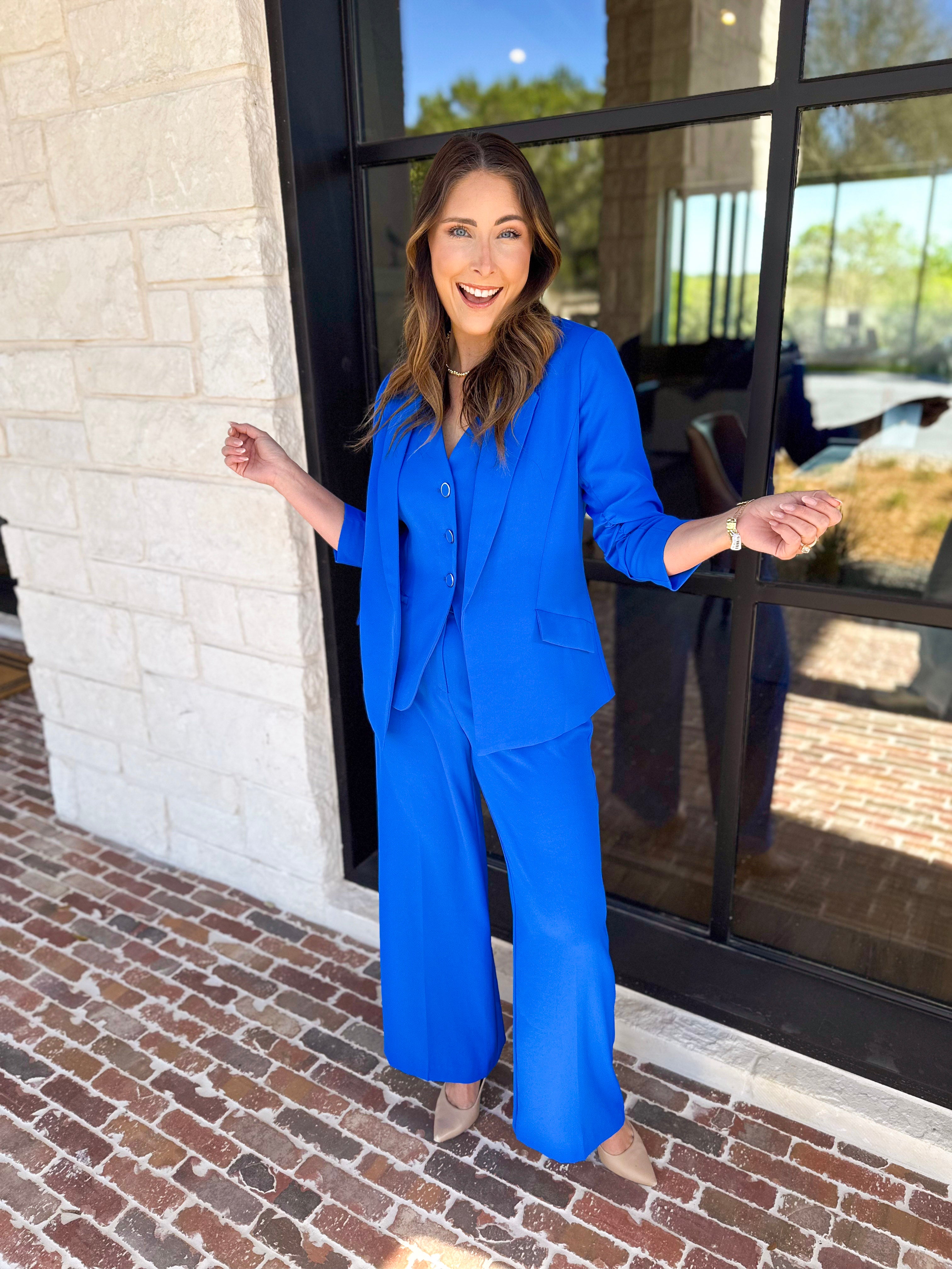 Spring It Girl Trouser - Electric Blue-400 Pants-SKIES ARE BLUE-July & June Women's Fashion Boutique Located in San Antonio, Texas
