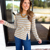 Liverpool - Twist Boat Neck Knit Top-200 Fashion Blouses-LIVERPOOL JEANS COMPANY-July & June Women's Fashion Boutique Located in San Antonio, Texas