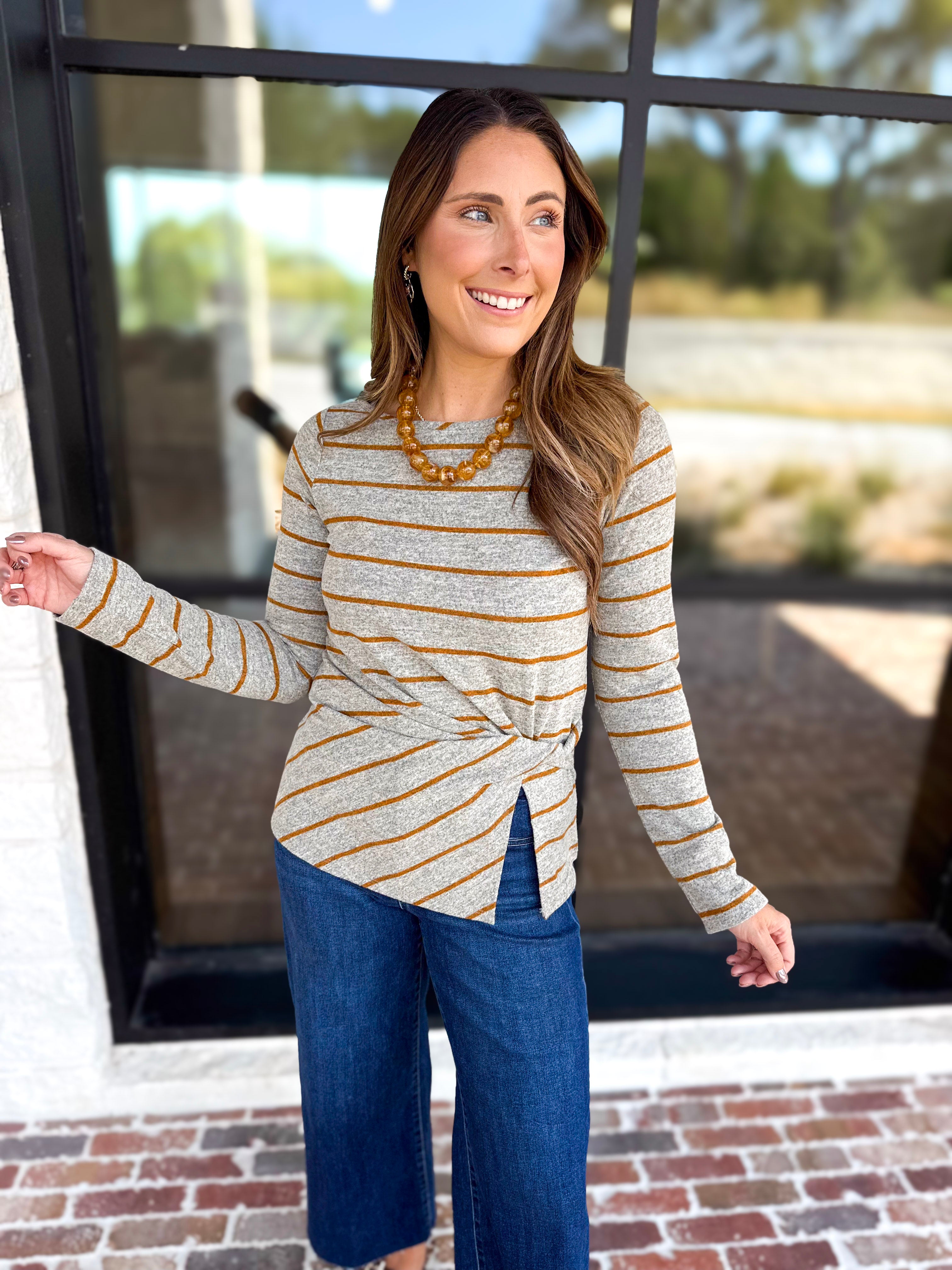 Liverpool - Twist Boat Neck Knit Top-200 Fashion Blouses-LIVERPOOL JEANS COMPANY-July & June Women's Fashion Boutique Located in San Antonio, Texas