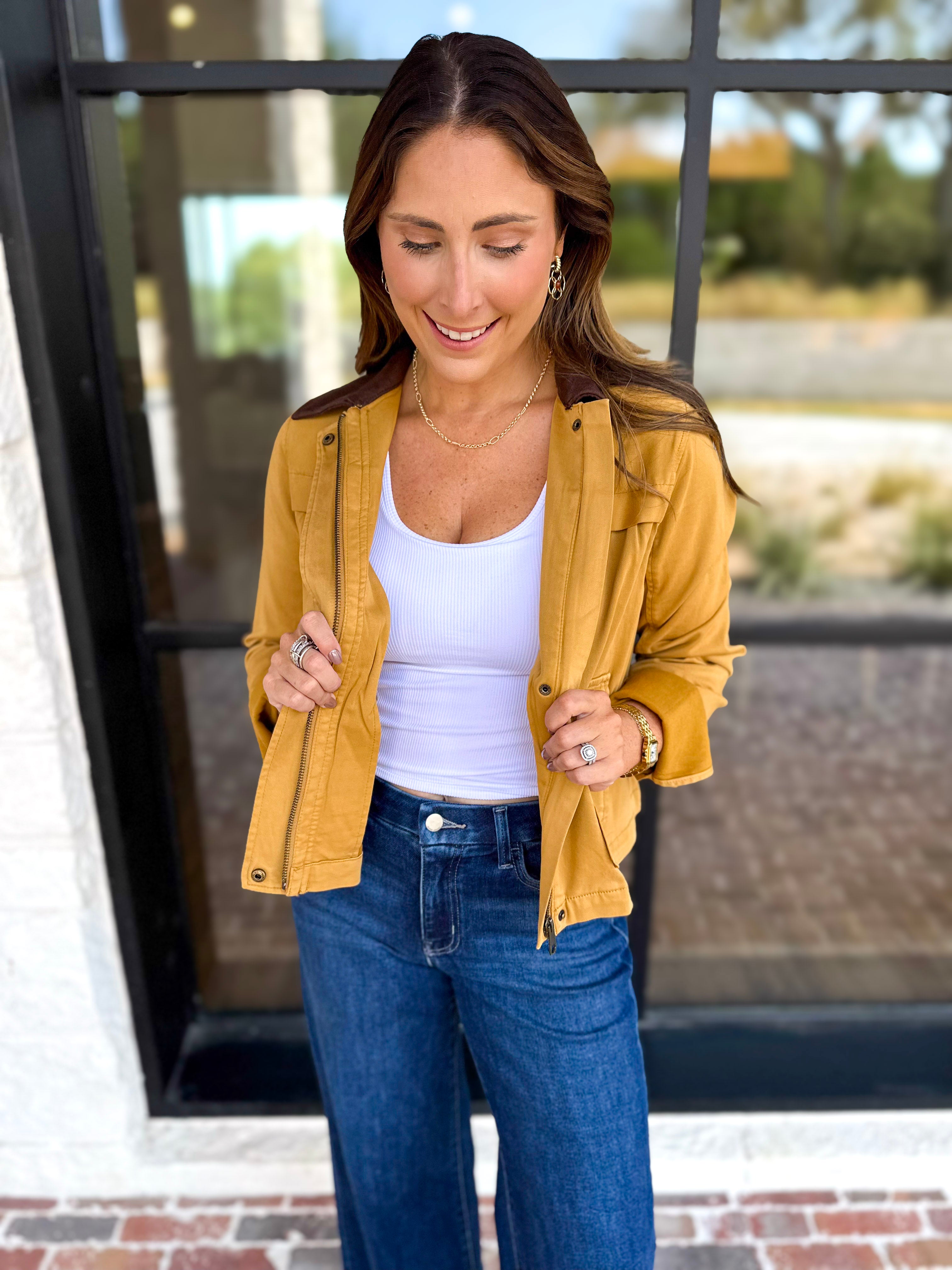 Liverpool - Golden Hour Swing Barn Jacket-600 Outerwear-LIVERPOOL JEANS COMPANY-July & June Women's Fashion Boutique Located in San Antonio, Texas