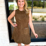 The Aria Mini Dress - Olive Brown-510 Mini-ENTRO-July & June Women's Fashion Boutique Located in San Antonio, Texas