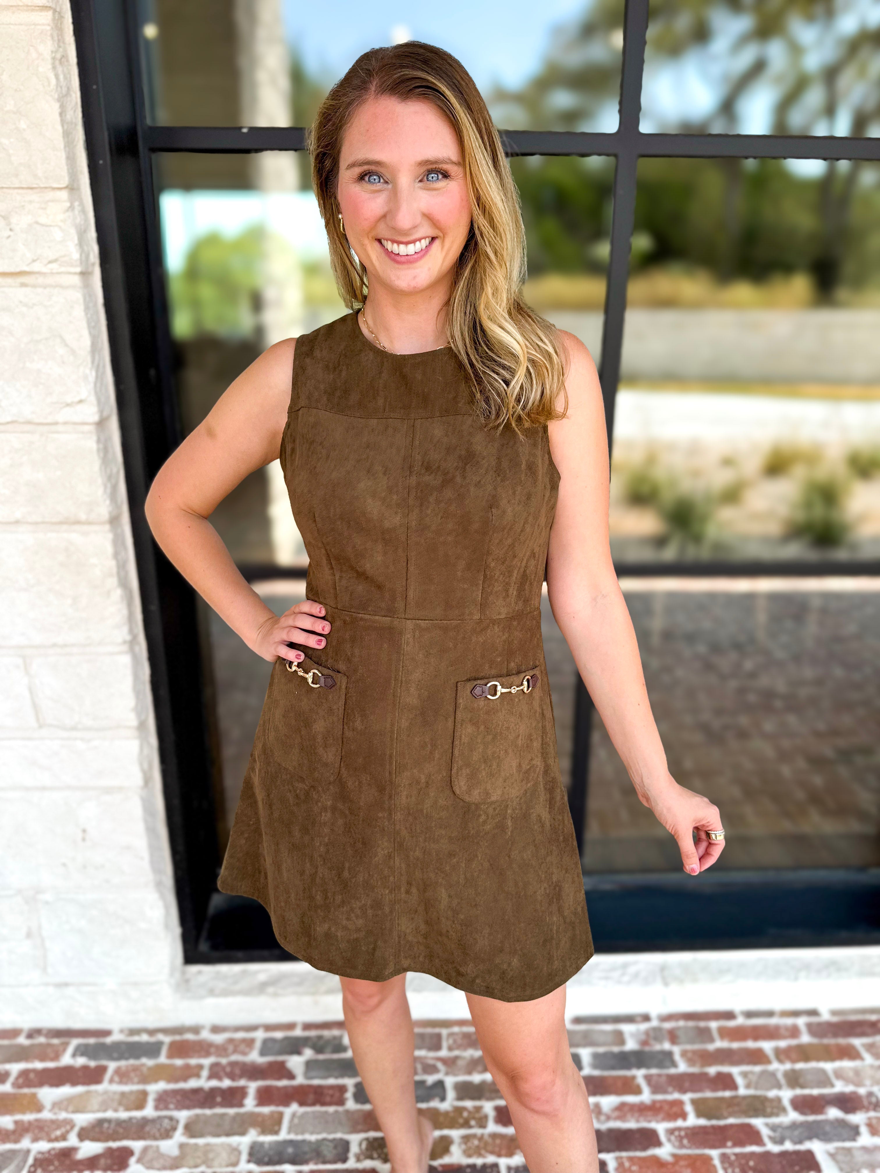 The Aria Mini Dress - Olive Brown-510 Mini-ENTRO-July & June Women's Fashion Boutique Located in San Antonio, Texas