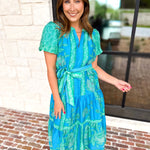 Current Air - Blue Tide Floral Midi Dress-500 Midi-CURRENT AIR CLOTHING-July & June Women's Fashion Boutique Located in San Antonio, Texas