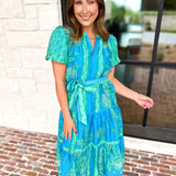 Current Air - Blue Tide Floral Midi Dress-500 Midi-CURRENT AIR CLOTHING-July & June Women's Fashion Boutique Located in San Antonio, Texas