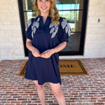The Coastal Embroidered Mini Dress - Navy-510 Mini-JODIFL-July & June Women's Fashion Boutique Located in San Antonio, Texas