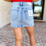 Vervet - High Rise Denim Mini Skirt-410 Shorts/Skirts-VEVERT BY FLYING MONKEY-July & June Women's Fashion Boutique Located in San Antonio, Texas