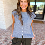 Short Sleeve Everyday Cardigan - Heather Gray-230 Sweaters/Cardis-DOUBLE ZERO-July & June Women's Fashion Boutique Located in San Antonio, Texas