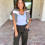 Liverpool - Cropped Olive Green Drawstring Trousers-400 Pants-LIVERPOOL JEANS COMPANY-July & June Women's Fashion Boutique Located in San Antonio, Texas