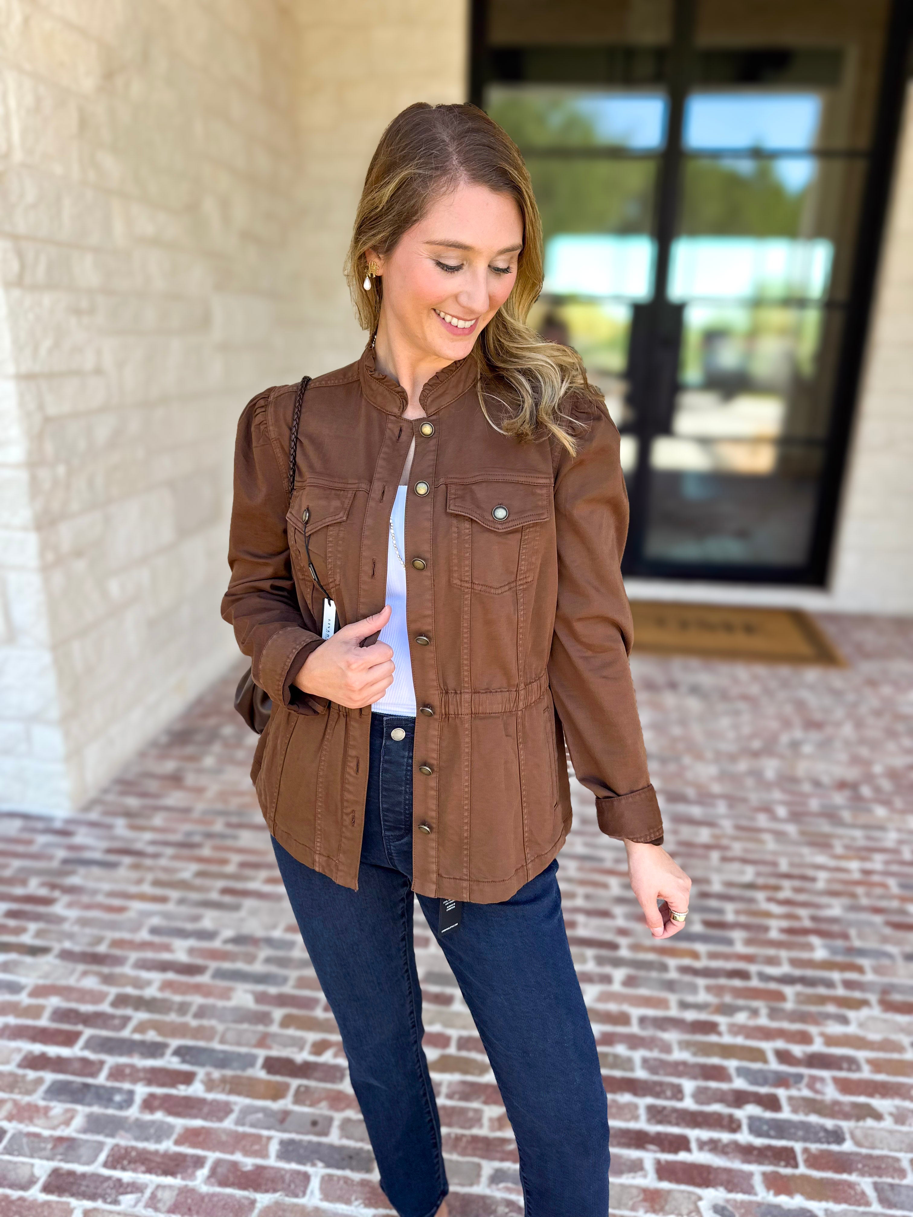 Liverpool - City Girl Puff Sleeve Trucker Jacket-600 Outerwear-LIVERPOOL JEANS COMPANY-July & June Women's Fashion Boutique Located in San Antonio, Texas