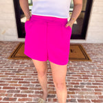 The It Girl Trouser Shorts - Hot Pink-410 Shorts/Skirts-SKIES ARE BLUE-July & June Women's Fashion Boutique Located in San Antonio, Texas