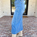 Vervet - Patch Pocket Denim Midi Skirt-410 Shorts/Skirts-VEVERT BY FLYING MONKEY-July & June Women's Fashion Boutique Located in San Antonio, Texas