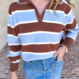 The Stevie Striped Cozy Sweater-230 Sweaters/Cardis-SKIES ARE BLUE-July & June Women's Fashion Boutique Located in San Antonio, Texas
