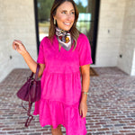 Mary Square - Soft Suede Mini Dress - Hot Pink-510 Mini-MARY SQUARE-July & June Women's Fashion Boutique Located in San Antonio, Texas