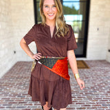 Mary Square - Soft Suede Mini Dress - Coffee-510 Mini-MARY SQUARE-July & June Women's Fashion Boutique Located in San Antonio, Texas