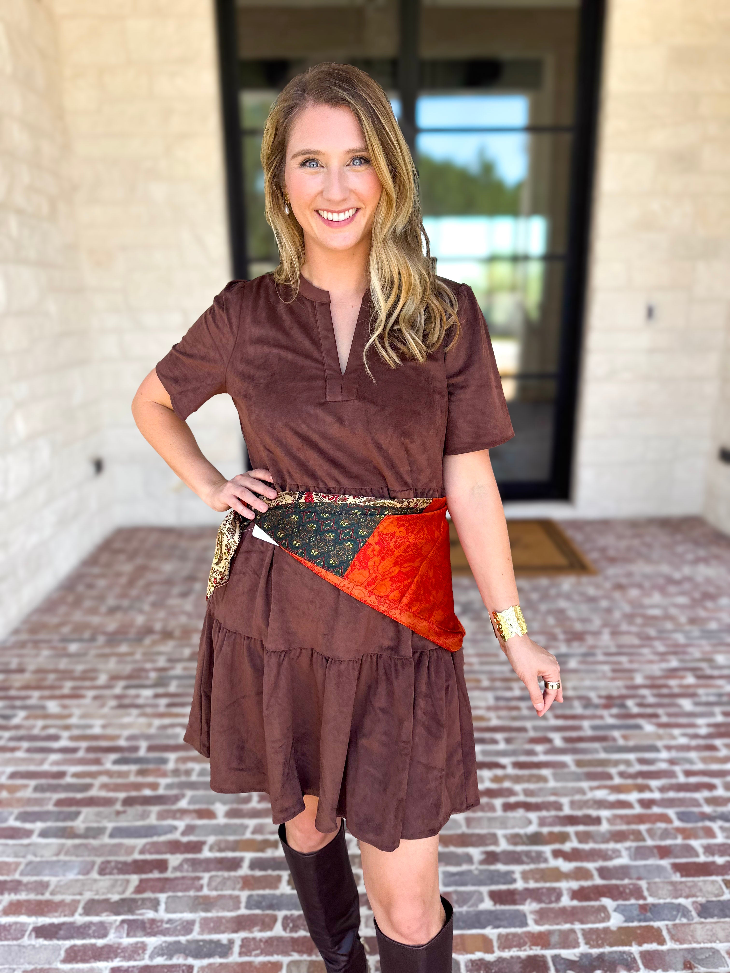 Mary Square - Soft Suede Mini Dress - Coffee-510 Mini-MARY SQUARE-July & June Women's Fashion Boutique Located in San Antonio, Texas