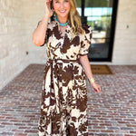Mocha Magnolia Midi Dress-500 Midi-ENTRO-July & June Women's Fashion Boutique Located in San Antonio, Texas