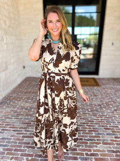 Mocha Magnolia Midi Dress-500 Midi-ENTRO-July & June Women's Fashion Boutique Located in San Antonio, Texas
