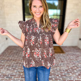 THML - Maison Autumn Floral Blouse-200 Fashion Blouses-THML-July & June Women's Fashion Boutique Located in San Antonio, Texas