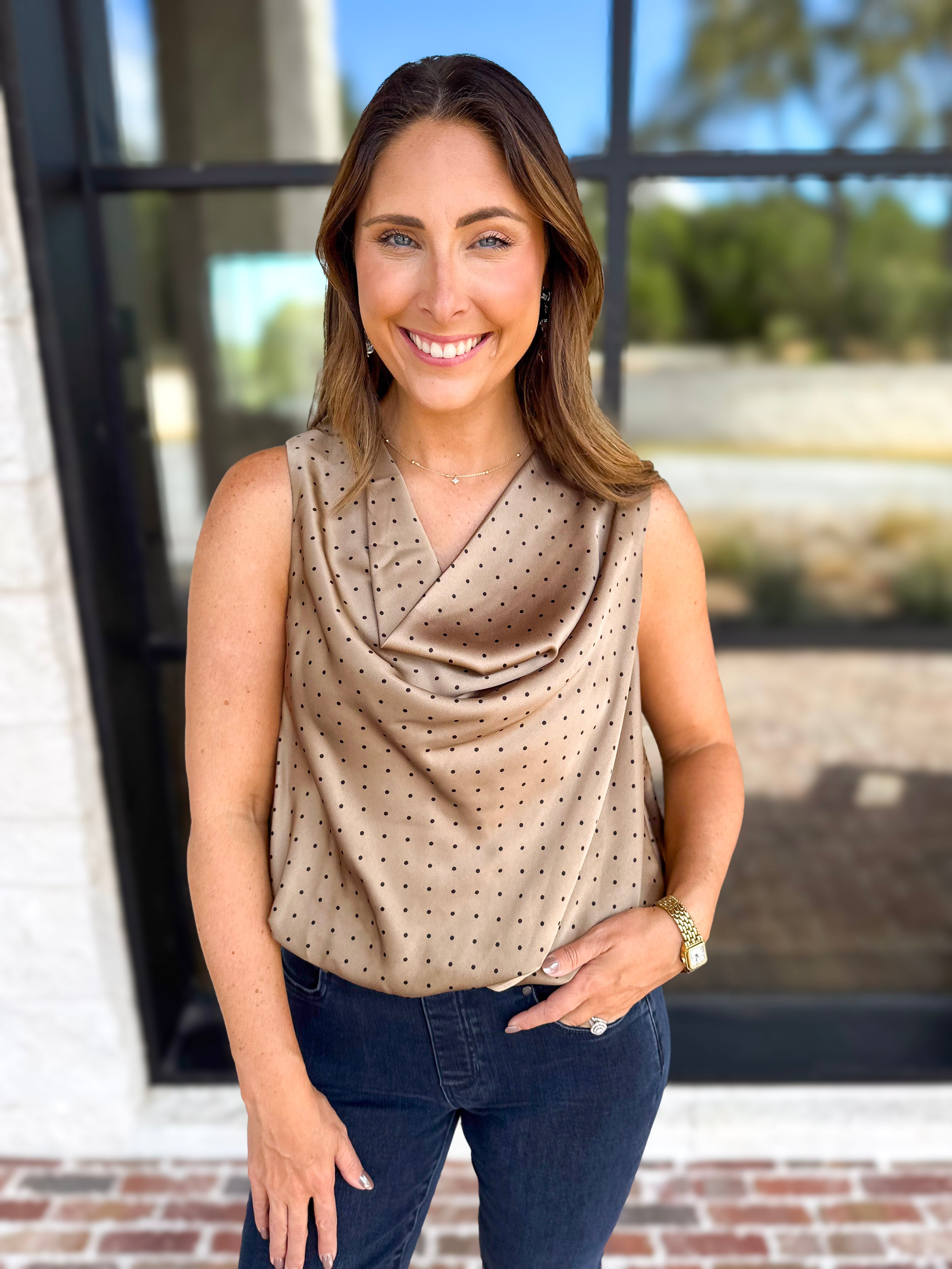 Wine & Dine Satin Blouse-200 Fashion Blouses-ENTRO-July & June Women's Fashion Boutique Located in San Antonio, Texas
