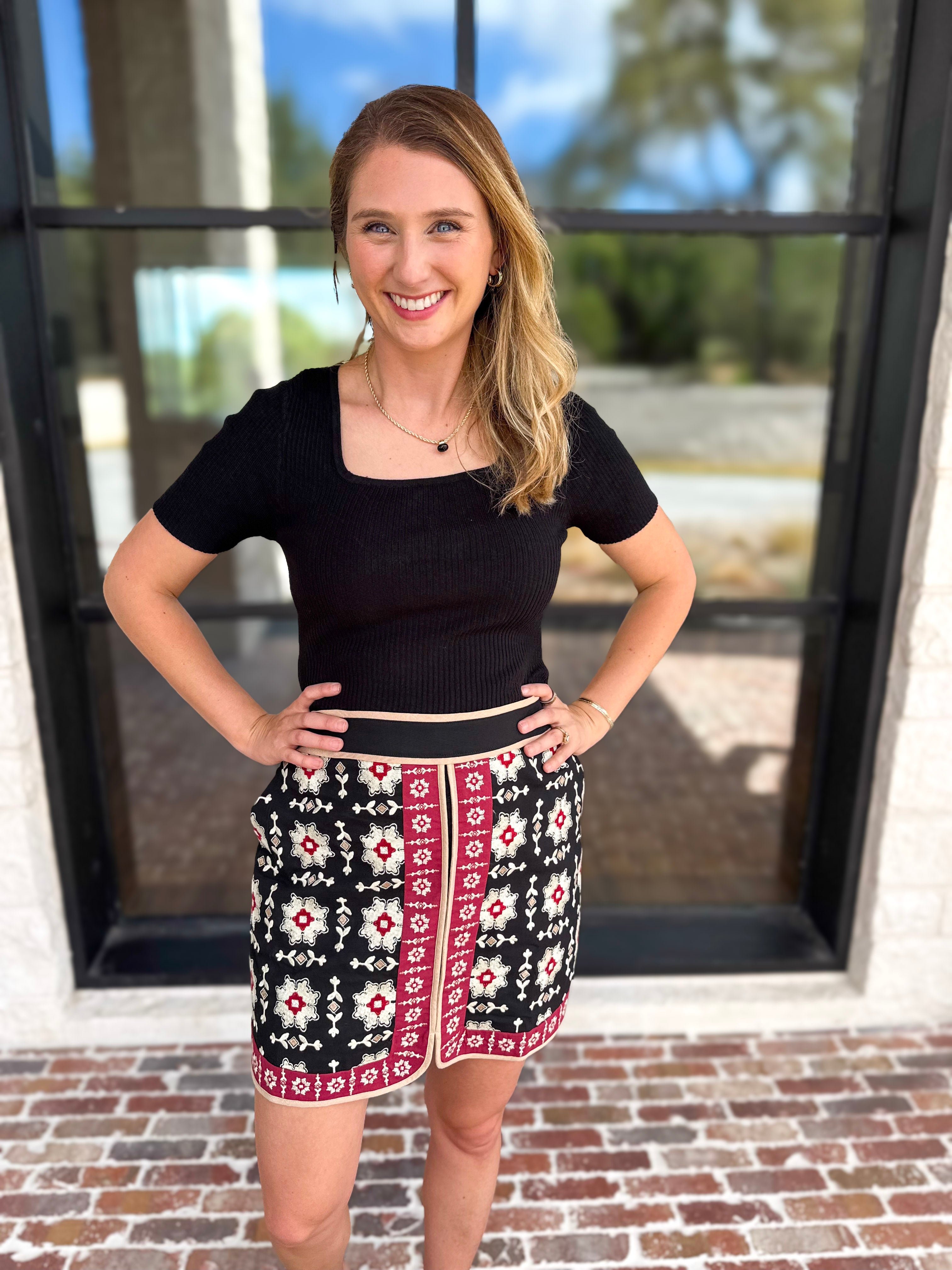 Ribbed Square Neck Knit Top - Black-230 Sweaters/Cardis-ALLIE ROSE-July & June Women's Fashion Boutique Located in San Antonio, Texas
