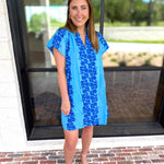 THML - Bold Floral Shift Mini Dress - Blue-510 Mini-THML-July & June Women's Fashion Boutique Located in San Antonio, Texas