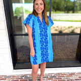 THML - Bold Floral Shift Mini Dress - Blue-510 Mini-THML-July & June Women's Fashion Boutique Located in San Antonio, Texas