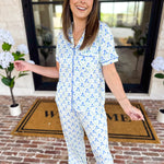 Mary Square - Sweet Blue Lattice PJ Set-300 Athleisure/Lounge-MARY SQUARE-July & June Women's Fashion Boutique Located in San Antonio, Texas