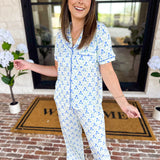 Mary Square - Sweet Blue Lattice PJ Set-300 Athleisure/Lounge-MARY SQUARE-July & June Women's Fashion Boutique Located in San Antonio, Texas