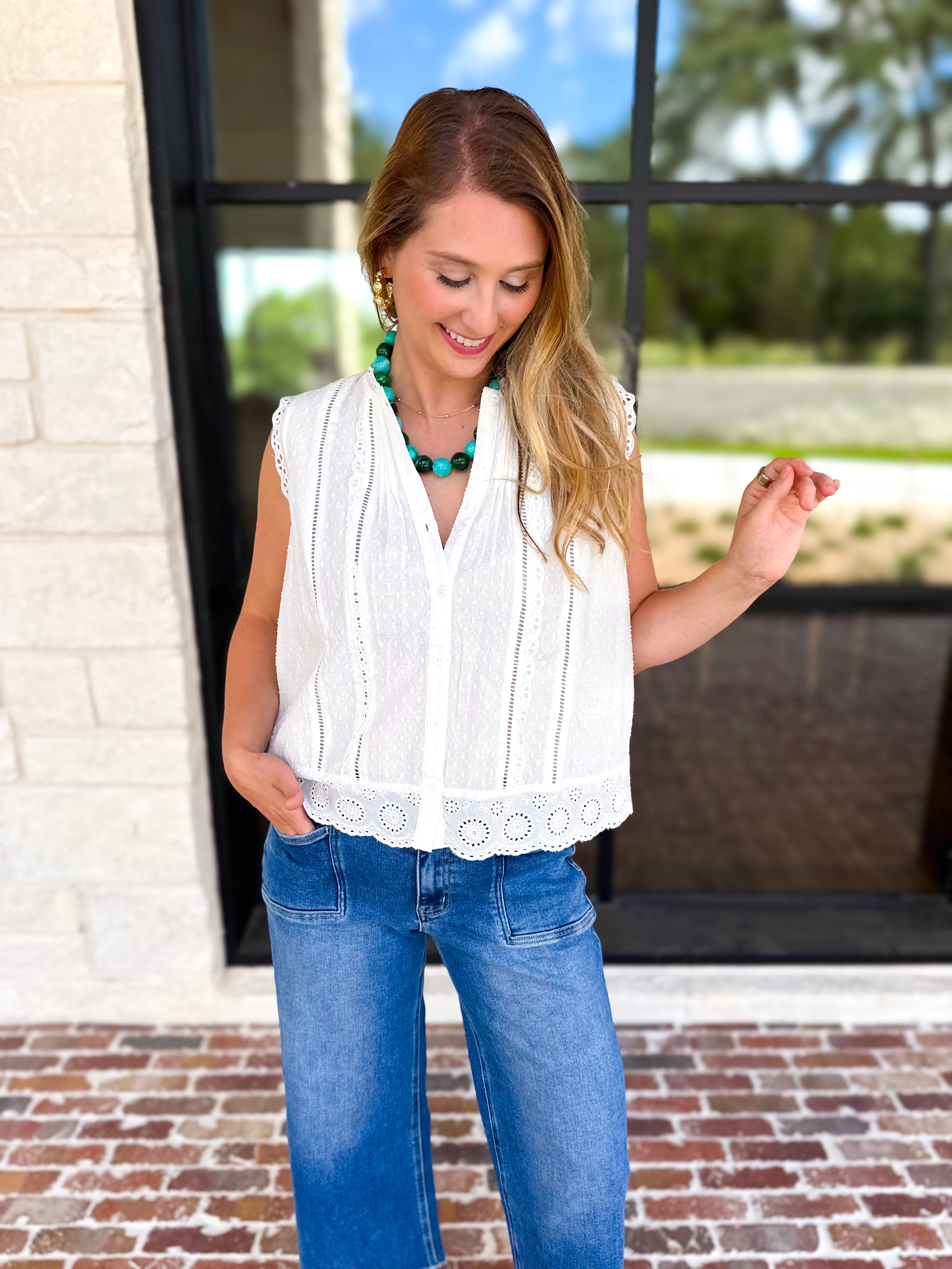 Feminine Ivory Lace Blouse-200 Fashion Blouses-FATE-July & June Women's Fashion Boutique Located in San Antonio, Texas