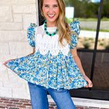 Floral Fields Lace Blouse-200 Fashion Blouses-FATE-July & June Women's Fashion Boutique Located in San Antonio, Texas
