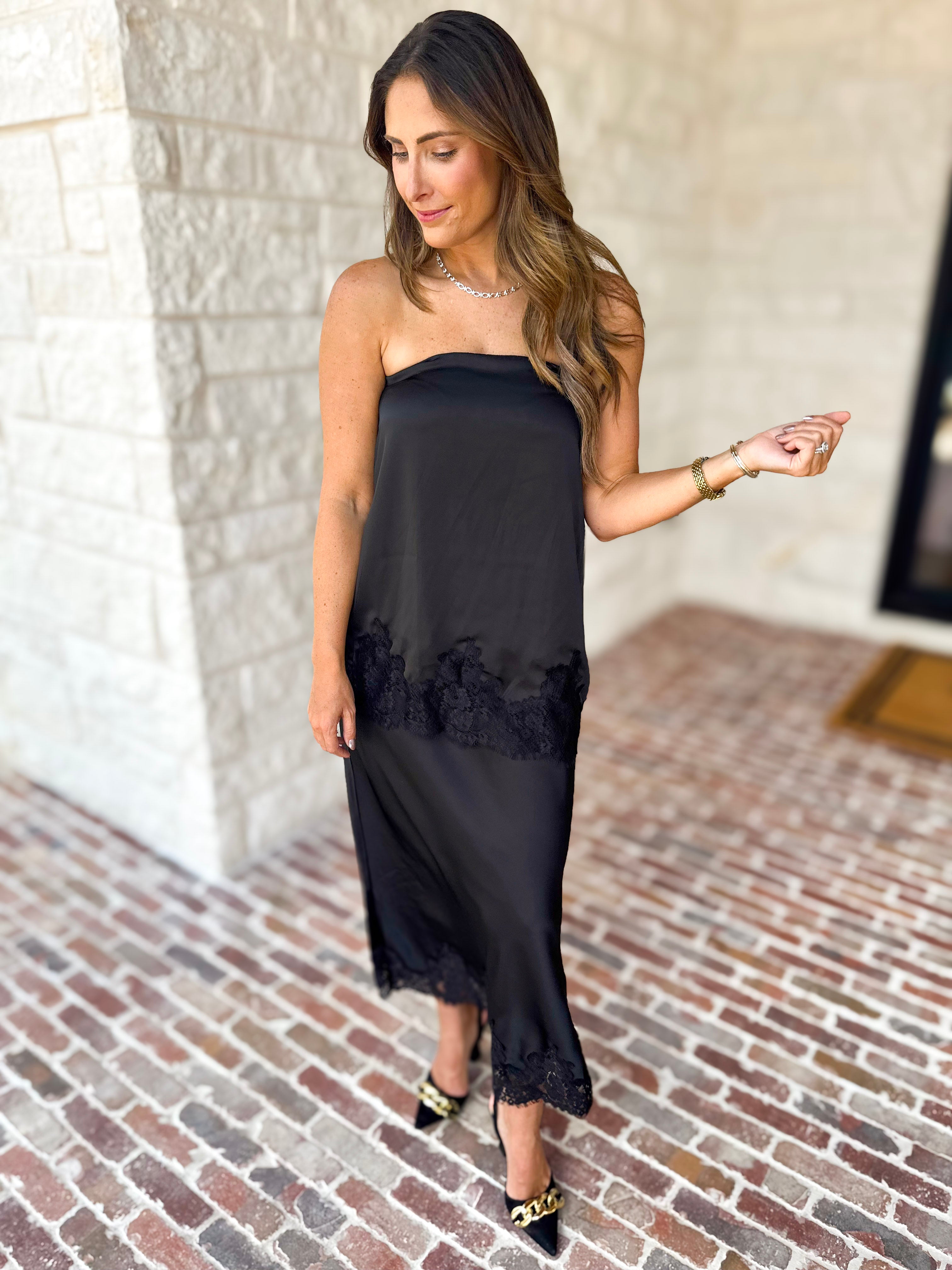 Satin & Lace Date Night Set-500 Midi-TCEC-July & June Women's Fashion Boutique Located in San Antonio, Texas