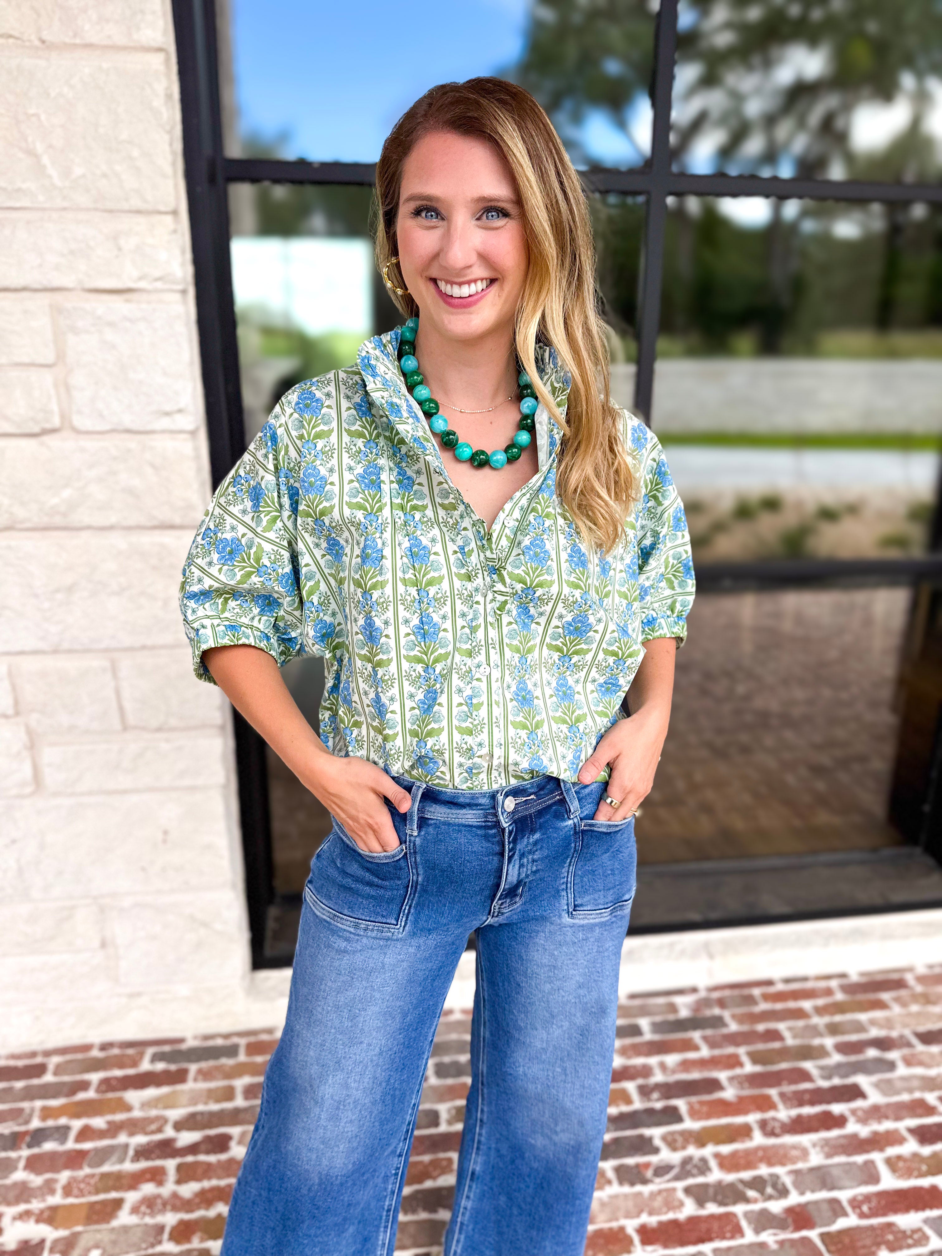 Fresh Air Floral Blouse-200 Fashion Blouses-ENTRO-July & June Women's Fashion Boutique Located in San Antonio, Texas