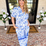 Mary Square - Porcelain Vines Midi Dress-500 Midi-MARY SQUARE-July & June Women's Fashion Boutique Located in San Antonio, Texas