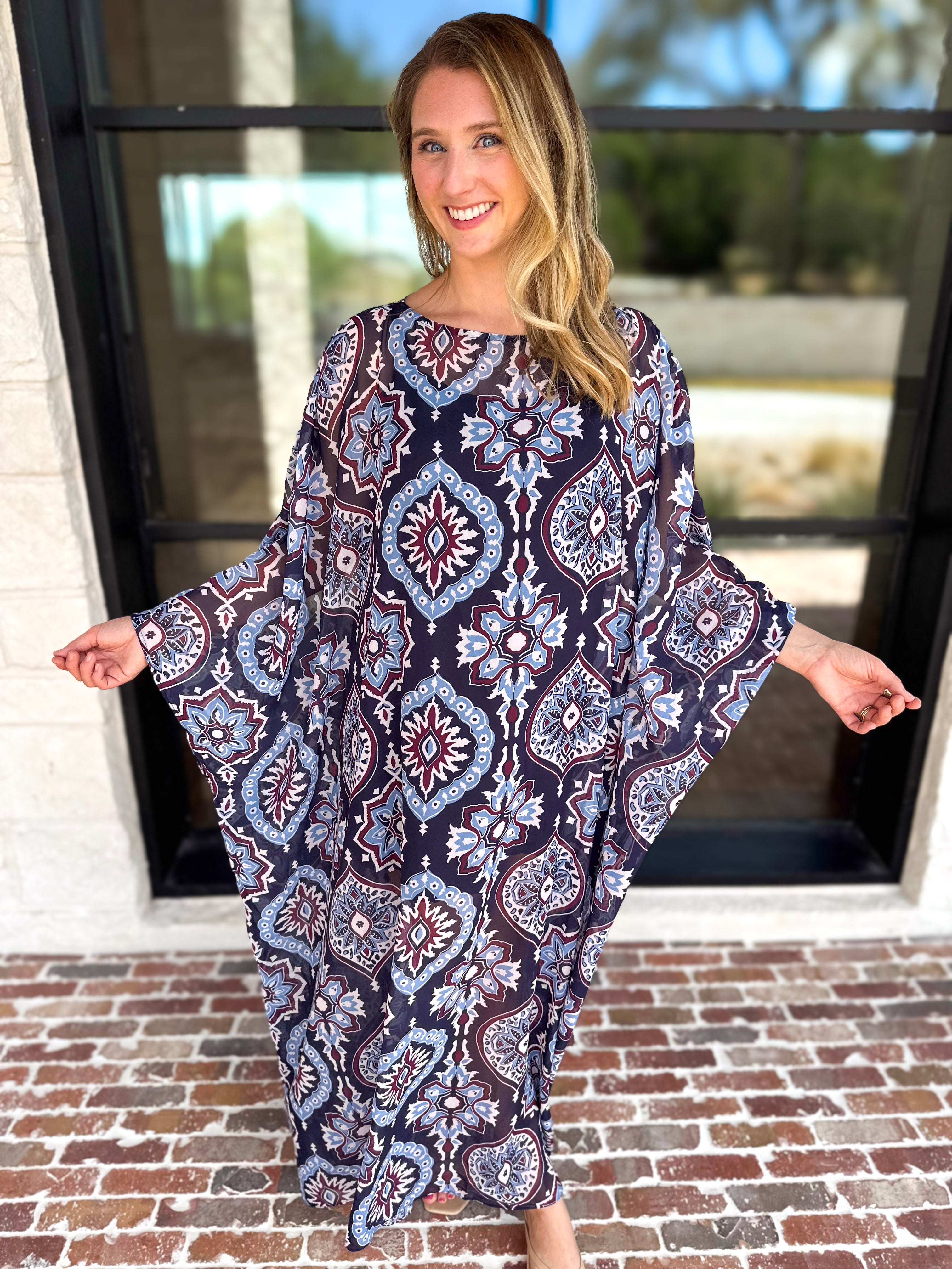 Easy Escape Caftan Midi Dress-500 Midi-TCEC-July & June Women's Fashion Boutique Located in San Antonio, Texas