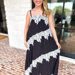 Colette Feminine Lace Midi Dress - Black & White-500 Midi-TCEC-July & June Women's Fashion Boutique Located in San Antonio, Texas