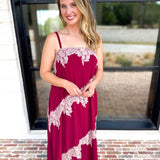 Colette Feminine Lace Midi Dress - Burgundy & Blush-500 Midi-TCEC-July & June Women's Fashion Boutique Located in San Antonio, Texas