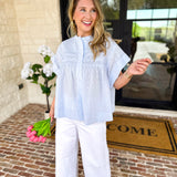 Sweet Blue Blouse-200 Fashion Blouses-FATE-July & June Women's Fashion Boutique Located in San Antonio, Texas