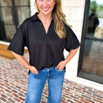 The Laurel Comfy Top - Black-210 Casual Blouses-JODIFL-July & June Women's Fashion Boutique Located in San Antonio, Texas