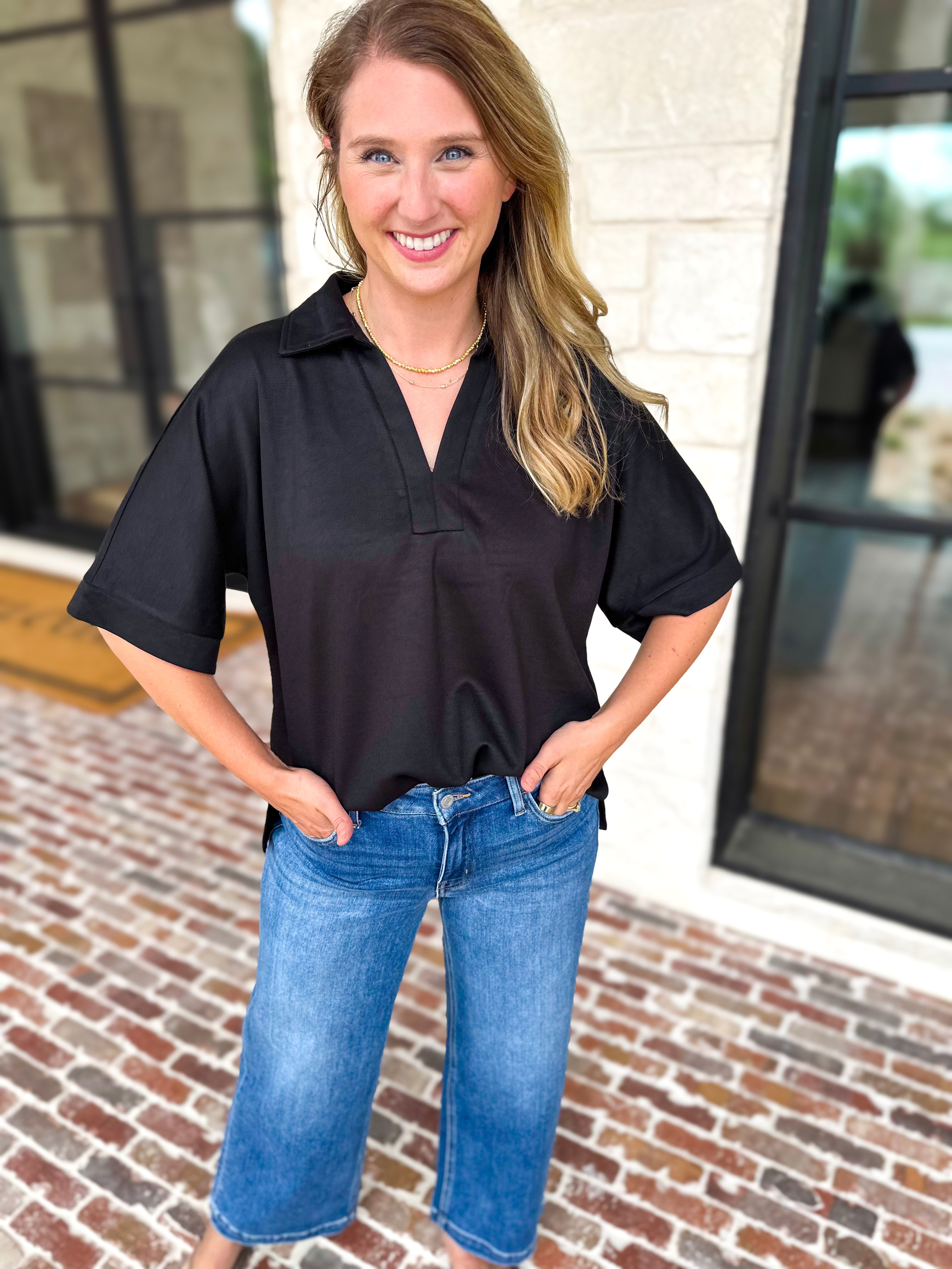 The Laurel Comfy Top - Black-210 Casual Blouses-JODIFL-July & June Women's Fashion Boutique Located in San Antonio, Texas