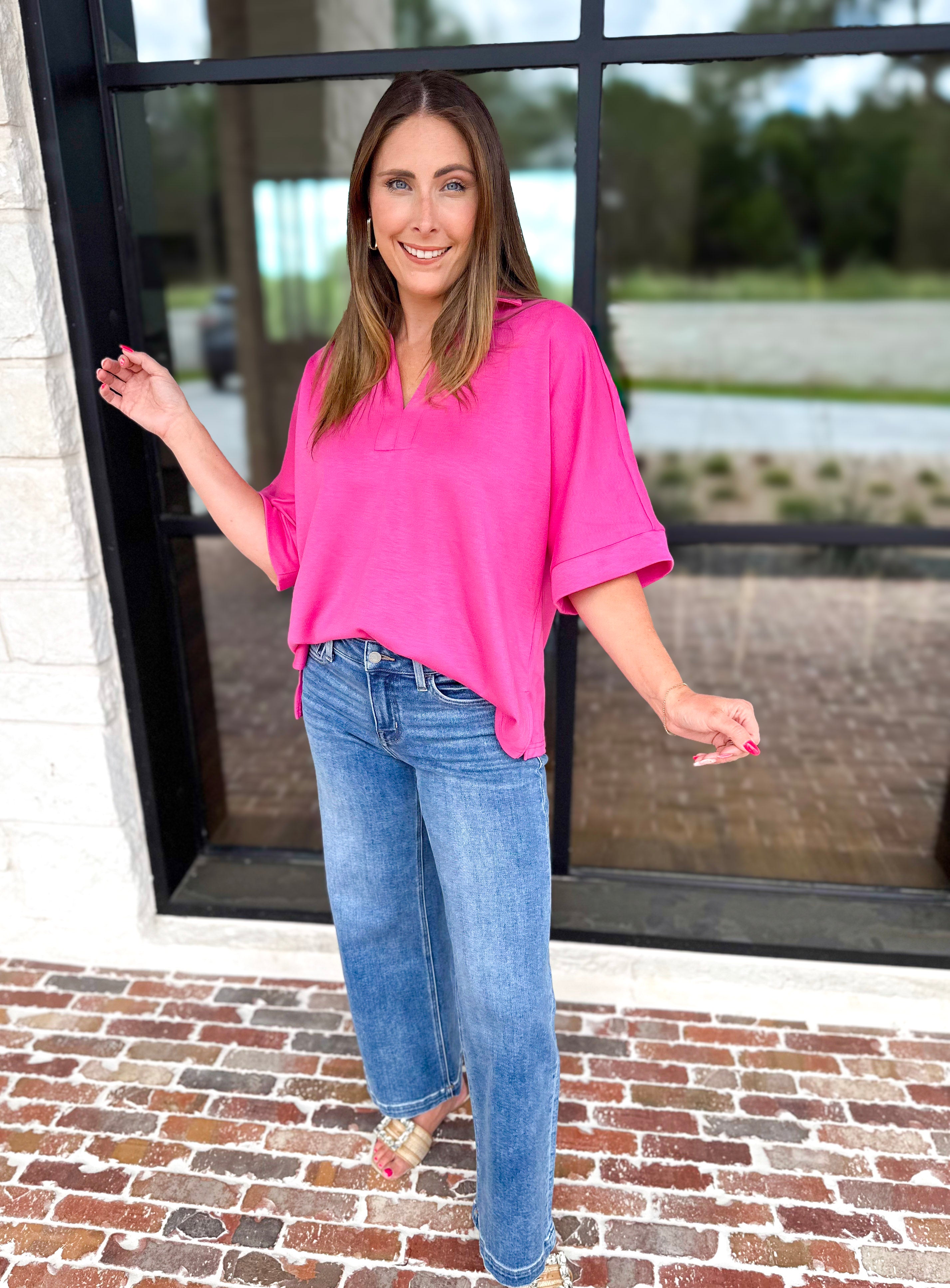 The Laurel Comfy Top - Pink-210 Casual Blouses-JODIFL-July & June Women's Fashion Boutique Located in San Antonio, Texas